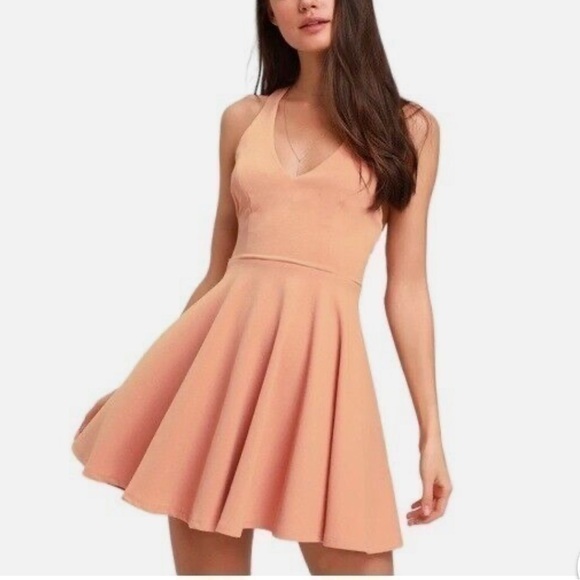 Lulus Lawson Peach Skater Sleeveless Mini Dress Size Medium - Picture 1 of 12